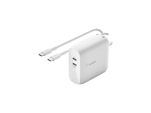 BELKIN WCH003DQ2MWH-B6 White BOOST CHARGE Dual USB-C GaN Wall Charger 68W +