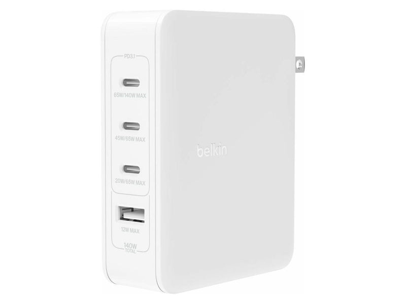 Belkin 140W 4-Port GaN Wall Charger, Multi-Port Charger Block w/USB-C Power