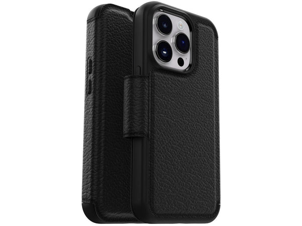 OtterBox Strada Series Black iPhone 14 Pro Case Wallet Cover with Clip Magnet