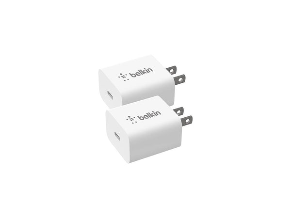 BELKIN BBC005-WH-2PK White 20W USB-C PD Wall Charger with PPS, 2-Pack