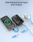 ENERGYQC POWER BANK 20,000MAH 35W PD 3.0+QC 4.0 FAST CHARGING CABLES - BLACK - Like New