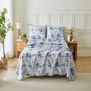 KATHY IRELAND EXTRA SOFT PRINTED 4 PIECE SHEET SET KING - MIST FLORAL - Like New