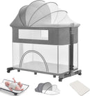 TDOO BEDSIDE BABY CRIB, 4 IN 1 PORTABLE FOLDING BABY BASSINET - GRAY - Like New