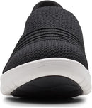 CLARKS WOMEN'S ADELLA STEP SNEAKER - SIZE: WOMEN 8.5 WIDE - BLACK (Black Knit) - Like New