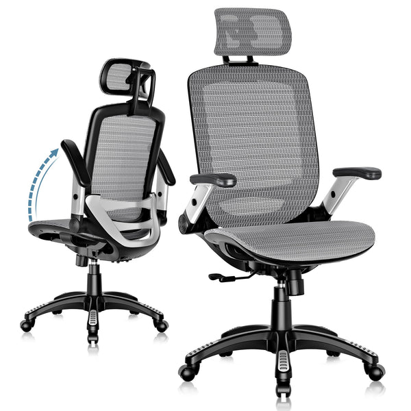 The Gabryllly Ergonomic Office Chair High Back Home Desk Chair - Grey - Like New