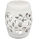SUNNYDAZE KNOTTED QUATREFOIL CERAMIC GARDEN STOOL SIDE TABLE - 18" H - WHITE - Like New