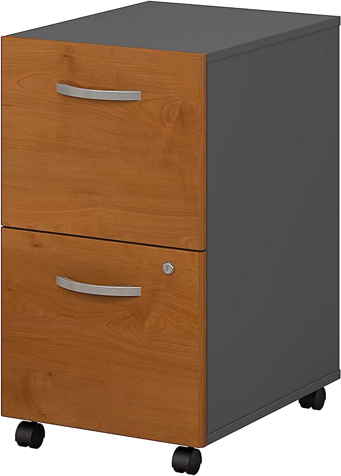 Bush Furniture 2 Drawer Mobile File Cabinet WC72452 Natural Cherry/Graphite Gray Like New