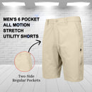BLUE ROCK MEN’S 6-POCKET ALL MOTION STRETCH UTILITY SHORTS - SIZE: 40 - KHAKI - Like New