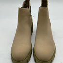 MEMON WOMEN'S CHELSEA BOOTS CASUAL CHUNKY HEEL SLIP ON ELASTIC - 8.5 - KHAKI - Brand New