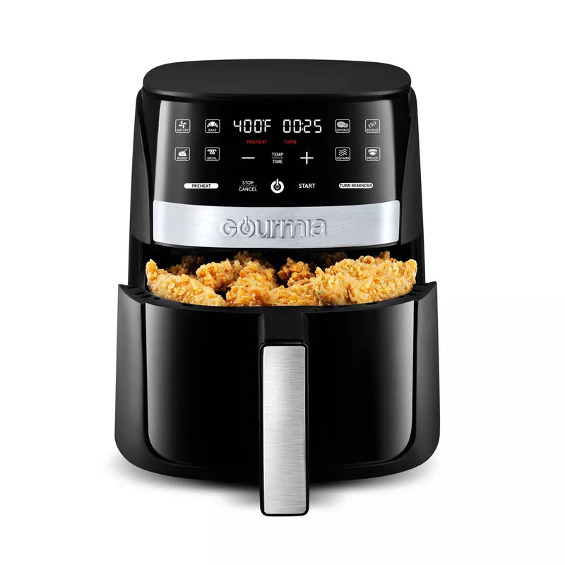 GOURMIA 3QT DIGITAL WINDOW AIR FRYER 8 PRESETS GUIDED COOKING 1200W - BLACK - Like New