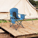 ARROWHEAD OUTDOOR PORTABLE FOLDING CAMPING CHAIR 4-CAN COOLER CUP-HOLDER - BLUE - Like New