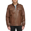 LEVI'S MENS FAUX LEATHER AVIATOR BOMBER JACKET - SIZE: MEN XL - SADDLE/SHERPA - Brand New