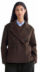 EVERLANE WOMENS REWOOL SHORT PEACOAT - SIZE: WOMEN L - DARK CHOCOLATE - Like New