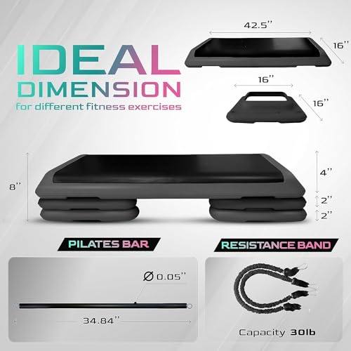 YES4ALL MULTIFUNCTIONAL AEROBIC STEP PLATFORM ADAPTER/VERSATILE - BLACK - Like New