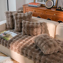 NEELVIN BROWN FAUX FUR COZY SOFT DOUBLE-SIDED THROW PILLOW COVERS, SET OF 2 - Like New