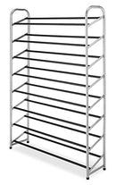 Whitmor 8 Tier Shoe Tower - 40 Pair - With Non-Slip Racks - Black/ Silver - Like New