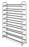 Whitmor 8 Tier Shoe Tower - 40 Pair - With Non-Slip Racks - Black/ Silver - Like New