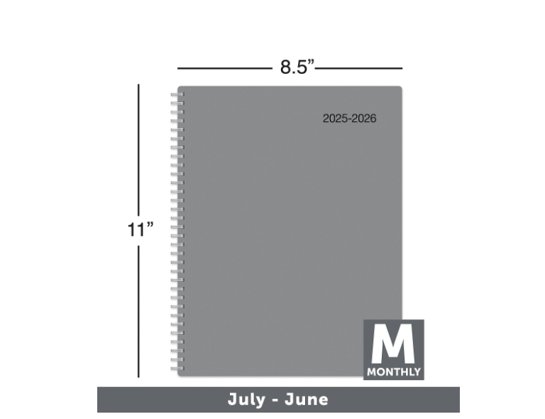 OFFICE DEPOT 2025-2026 MONTHLY ACADEMIC PLANNER JULY 2025 TO JUNE 2026 - GRAY - Like New