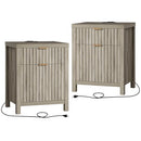 OAKHAM NIGHTSTAND 2 DRAWERS FARMHOUSE WITH CHARGING STATION SET OF 2, 2 DRAWERS - Like New