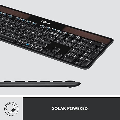 Logitech K750 Wireless Solar Keyboard Windows 2.4GHz - BLACK Like New