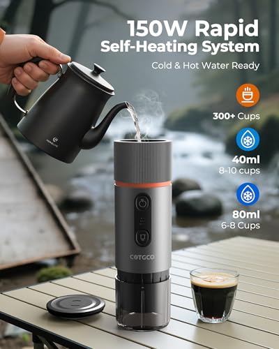 COTGCO PORTABLE ESPRESSO COFFEE MAKER TRAVEL COFFEE MAKER PCM120 - GUNMETAL - Like New
