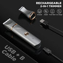 AREYZIN ELECTRIC BODY HAIR TRIMMER USB RECHARGEABLE REPLACEABLE SNAP-IN - Gray - Like New