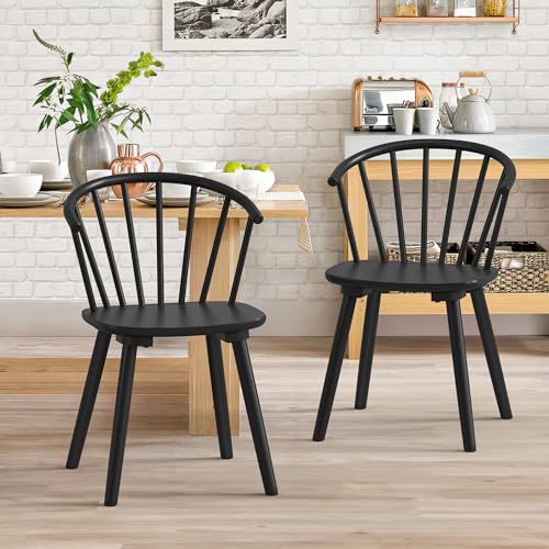LUE BONA BLACK DINING CHAIRS, SET OF 2, Semicircular Backrest Farmhouse - BLACK - Like New