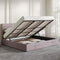 NOVILLA KING SIZE LIFT UP STORAGE BED FABRIC HEADBOARD HYDRAULIC STORAGE - BEIGE - Like New