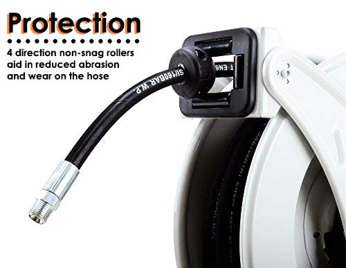 REELWORKS OIL HOSE REEL RETRACTABLE 1/2" INCH X 50' FOOT M860154 - WHITE - Like New