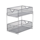 MIND READER NETWORK COLLECTION 2-TIER METAL MESH SLIDING BASKET STORAGE - SILVER - Like New