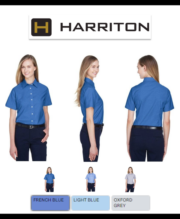 M600SW Harriton Ladies' Short-Sleeve Oxford with Stain-Release New