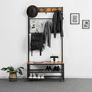 VASAGLE Industrial Coat Rack Stand, Shoe Rack Bench, UHSR46BX - RUSTIC BROWN - Like New