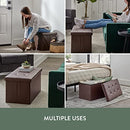Edenbrook 30" Rectangle Storage Ottoman - Buttonless Tufted Ottoman - Brown Faux - Like New