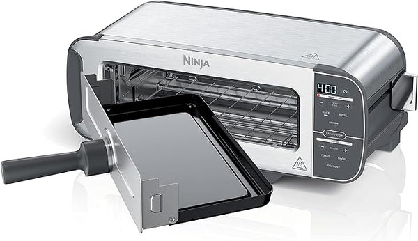 Ninja Foodi 2-IN-1 Compact Toaster Oven ST101 - Stainless Steel Like New
