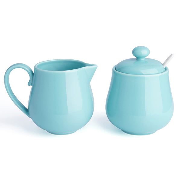 SWEESE 480.102 PORCELAIN SUGAR CREAMER SET 3 PIECE CREAMER PITCHER - TURQUOISE - Like New