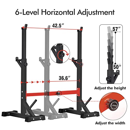 BANGTONG&LI SQUAT RACK STAND ADJUSTABLE WEIGHT RACK 550LBS - RED - Like New