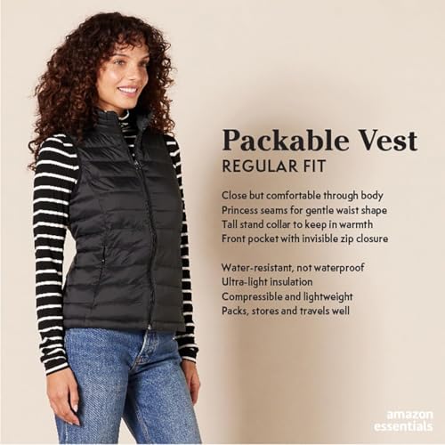 AMAZON ESSENTIALS WOMEN'S LIGHTWEIGHT WATER-RESISTANT PACKABLE PUFFER VEST - 2XL - Brand New
