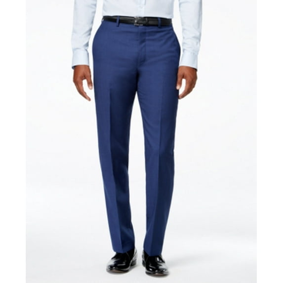 CALVIN KLEIN MENS SLIM FIT WOOL DRESS PANTS SIZE: MEN 34X30 - BLUE TWILL - Like New