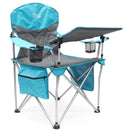 CREATIVE OUTDOOR COLLAPSIBLE FOLDING CHAIR WITH ADJUSTABLE TABLE - TEAL/GRAY - Like New