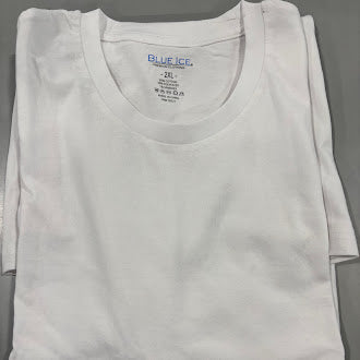 BLUE ICE PLAIN SHORT SLEEVES T-SHIRT - SIZE: MEN 2XL - WHITE - Brand New