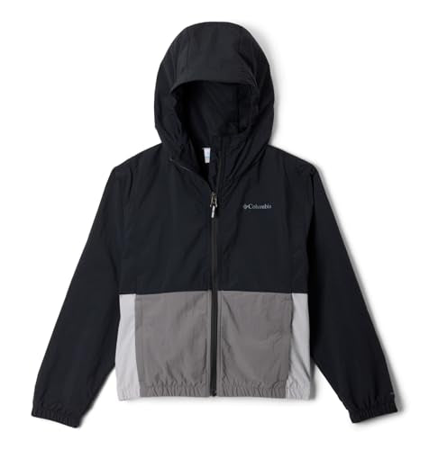 COLUMBIA GIRLS' TABOR TRAIL WINDBREAKER MEDIUM BLACK/COLUMBIA GREY/CITY GREY - Brand New