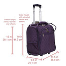 Rockland Melrose Upright Wheeled Underseater Carry-On Luggage, Purple 15" - Like New