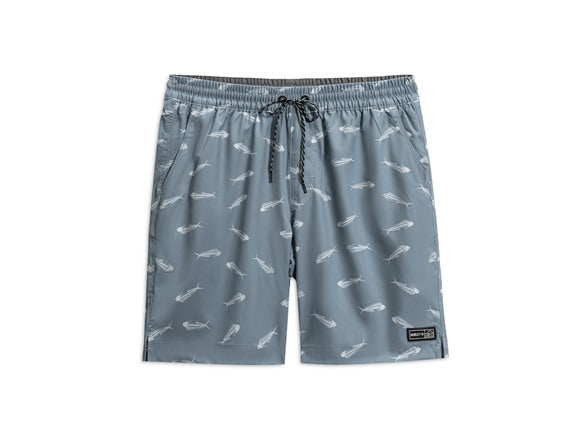 HURLEY DITSY BONE SWIM SHORTS - SIZE: MEN L - GRAY/BLUE - Brand New