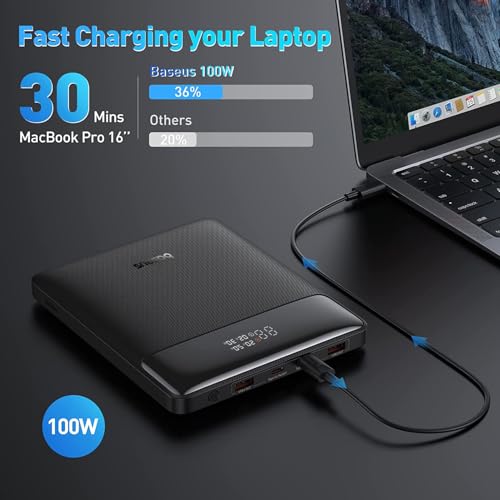 BASEUS LAPTOP POWER BANK 100W BLADE USB C PORTABLE 20000MAH PPBLD100-X - BLACK - Like New