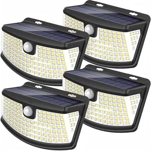 AOOTEK Solar Motion Sensor Lights, 120 LED, 270° Wide Angle, 4 Pack - Black - Like New