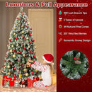 Goplus 6.5ft Pre-Lit Christmas Tree, Hinged Xmas Tree 420 LEDs Ribbons- Green - Brand New
