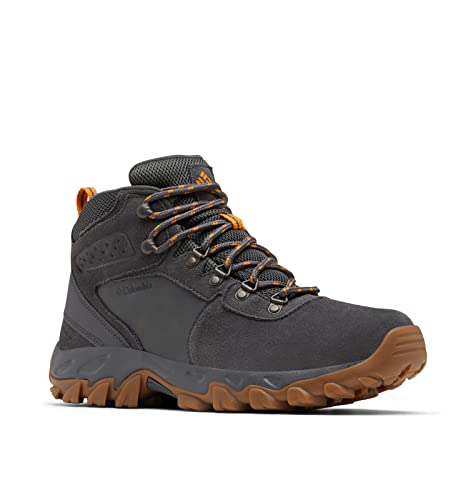 COLUMBIA NEWTON RIDGE PLUS II SUEDE - SIZE: MEN 8 (AU/UK M7) - DARK GREY/GOLD - Like New