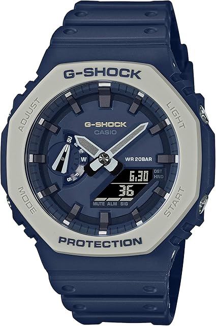 Casio G-Shock Analog-Digital Mens Watch GA2110ET-2A - Silver Dial Blue - Like New