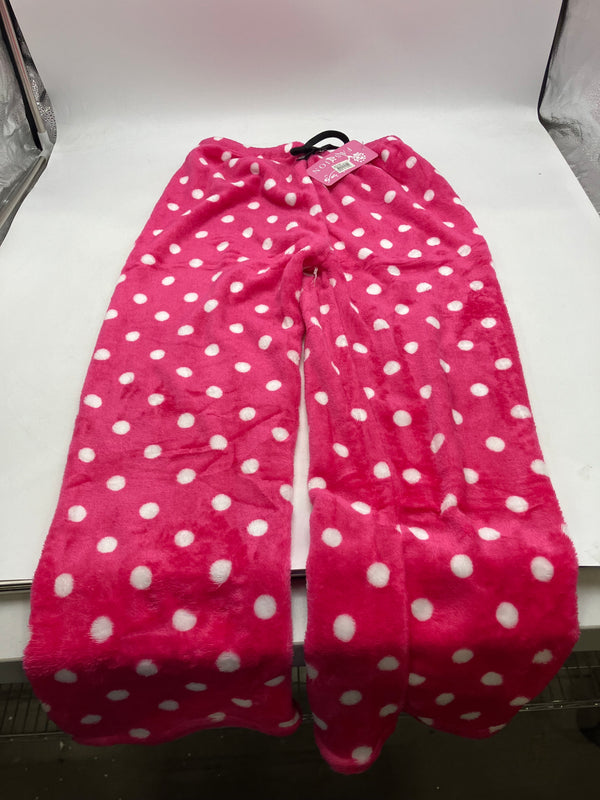 FASHION EXTRA SOFT FLEECE PAJAMAS PANTS - SIZE S - HOT PINK WHITE POLKA DOTS - Brand New