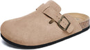 Xiakolaka Women's Suede Clogs Buckle Slip on Footbed Clog Slippers Apricot 10 Like New